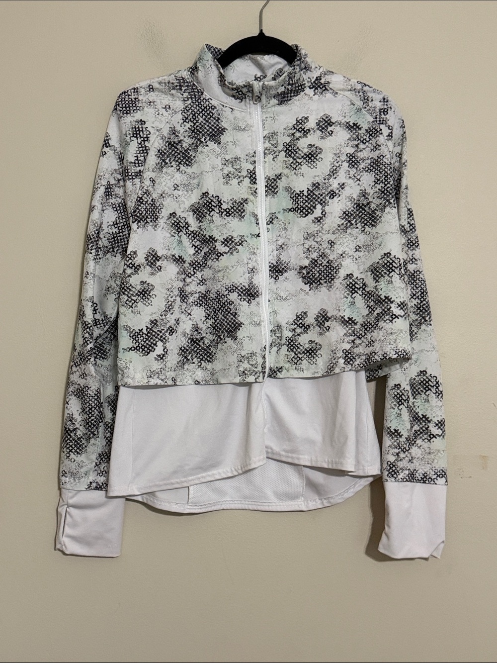 Spyder Women's White Patterned Zip-Front Jacket women L performance outdoor camp
